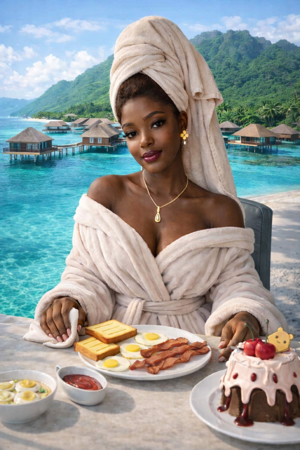 The Most Beautiful Views in Abu Dhabi — A Visual Journey Across the City 🌅 🌟 91 Woman enjoying breakfast overlooking one of the most beautiful views in Abu Dhabi