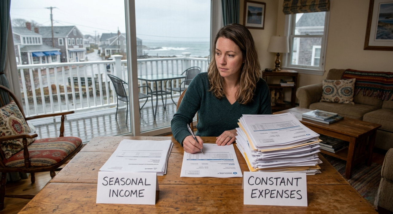 Real estate strategist comparing Airbnb seasonal income against constant monthly expenses in Abu Dhab
